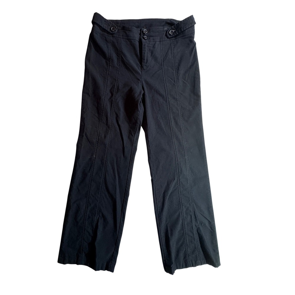 Mesmerize Straight Leg Dress Pants Womens 10 Black Stretch Seam Detail Hemmed